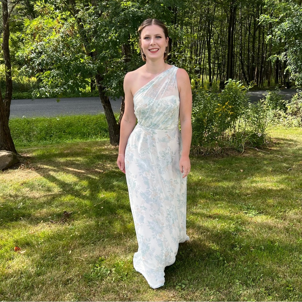 Birdy Grey Floral One Shoulder Bridesmaid Dress Size S